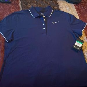 Navy blue and white Nike collar top Size XL